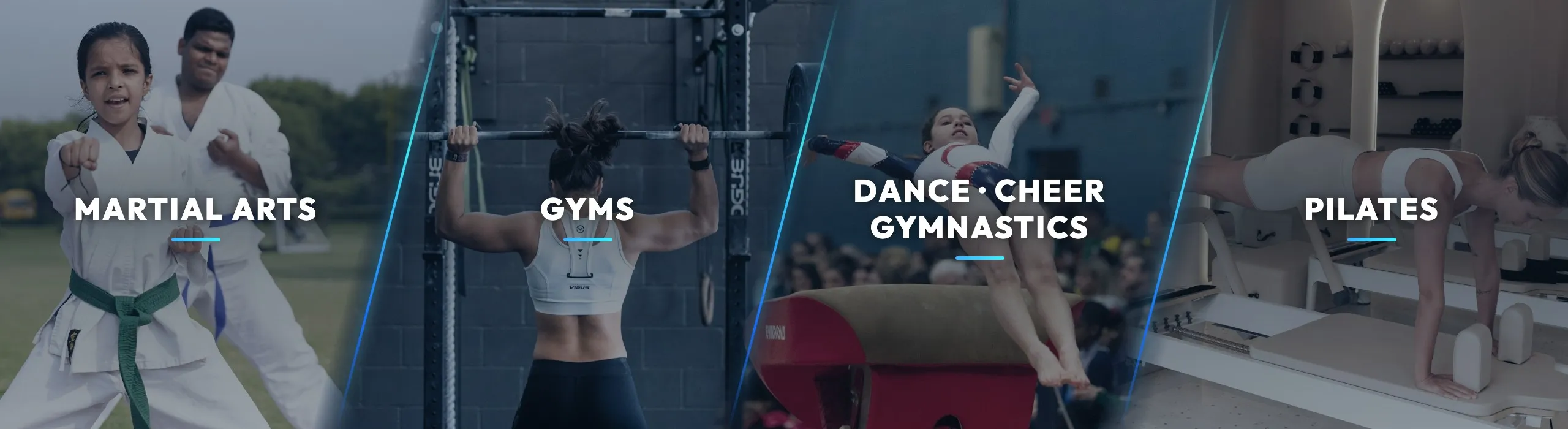 Industries 97Display serves: martial arts, gyms, dance, cheer, gymnastics, and Pilates