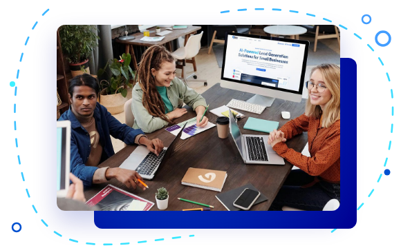 The 97Display team collaborating on a client website