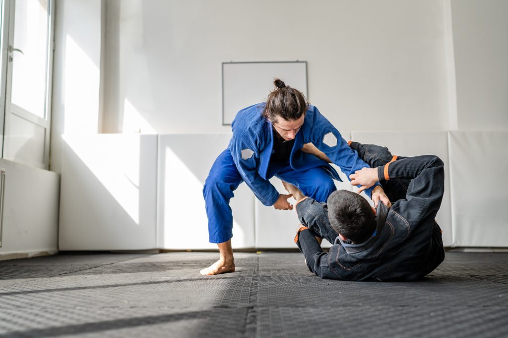 Two Brazilian Jiu,Jitsu Bjj Athletes Training At The Academy